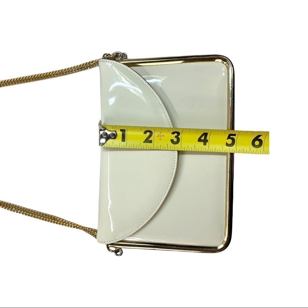 🔵Robert Bestien Ivory Patent Leather Bag Purse Shoulder Chain Strap Vtg - Picture 4 of 10